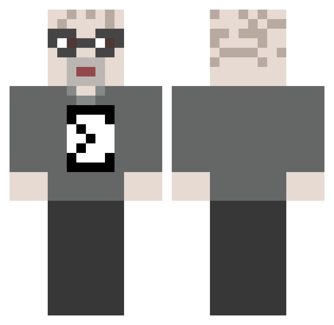 MilesMilesing Minecraft skin, front and back view