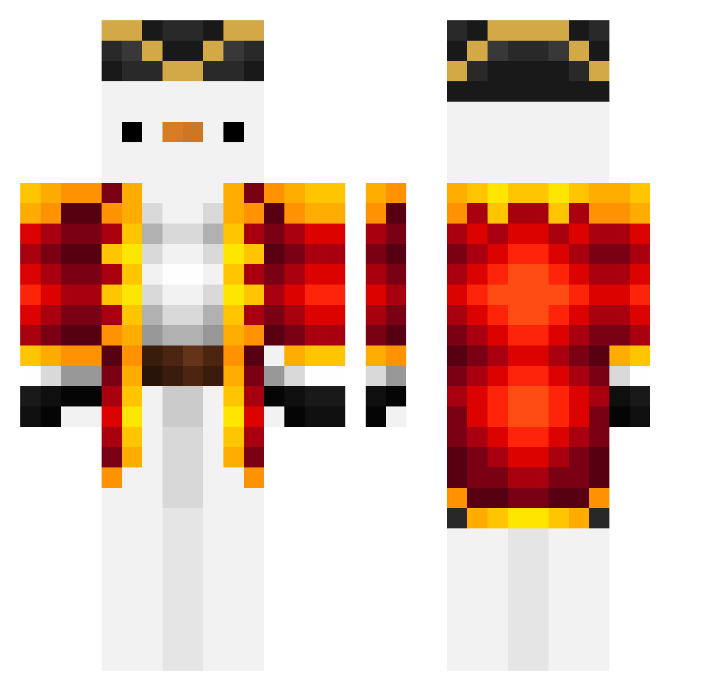 SirDustix Minecraft skin, front and back view