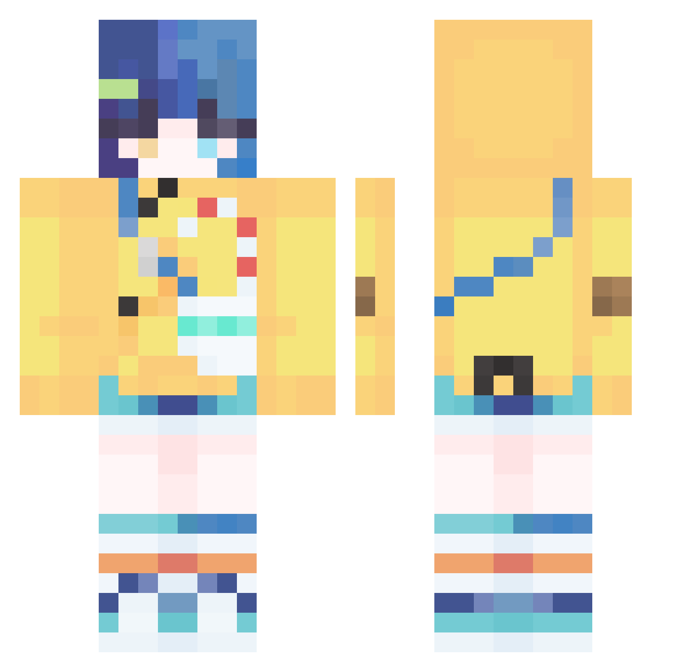 yNoob Minecraft skin, front and back view