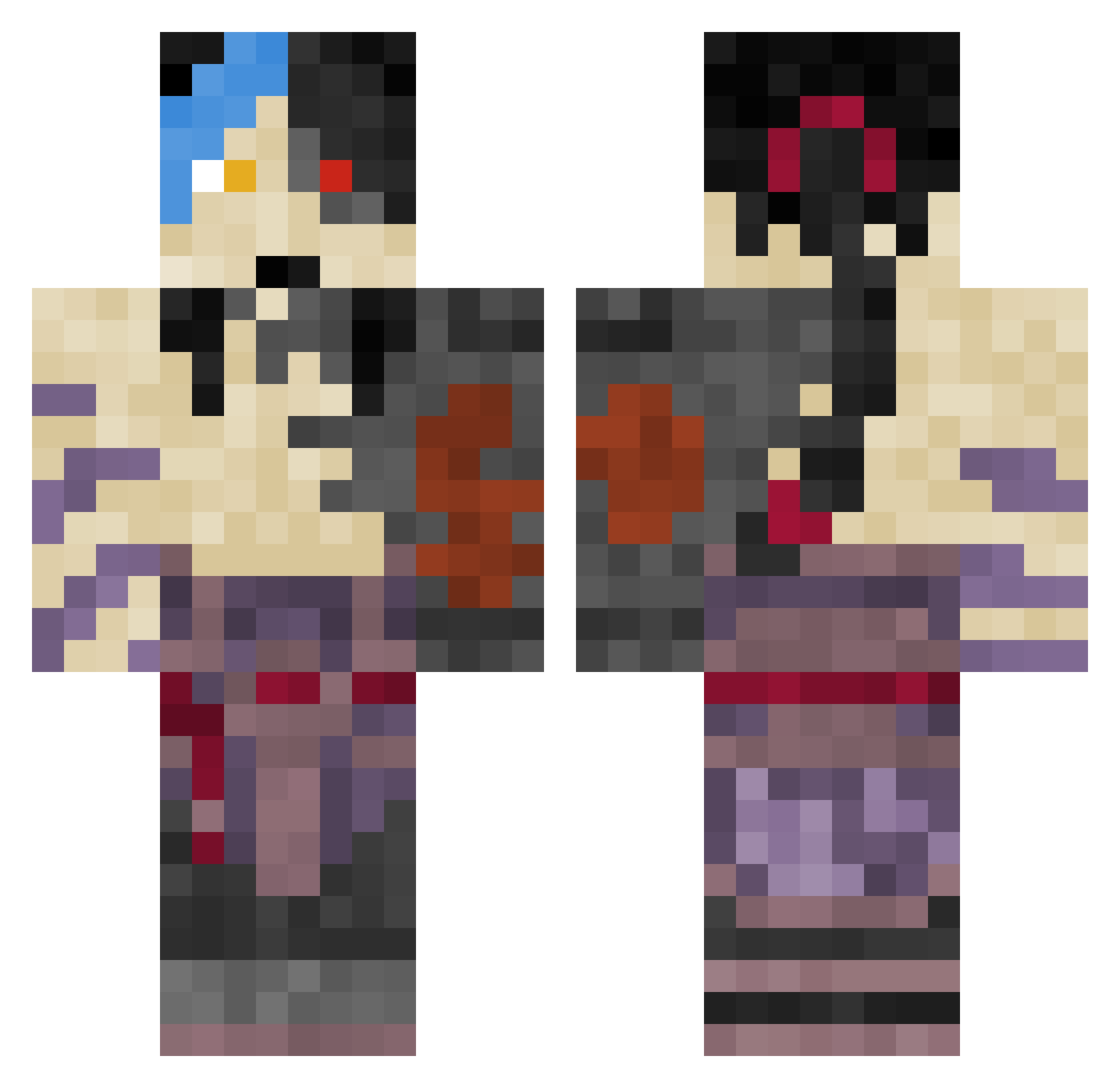 ItzKyan Minecraft skin, front and back view