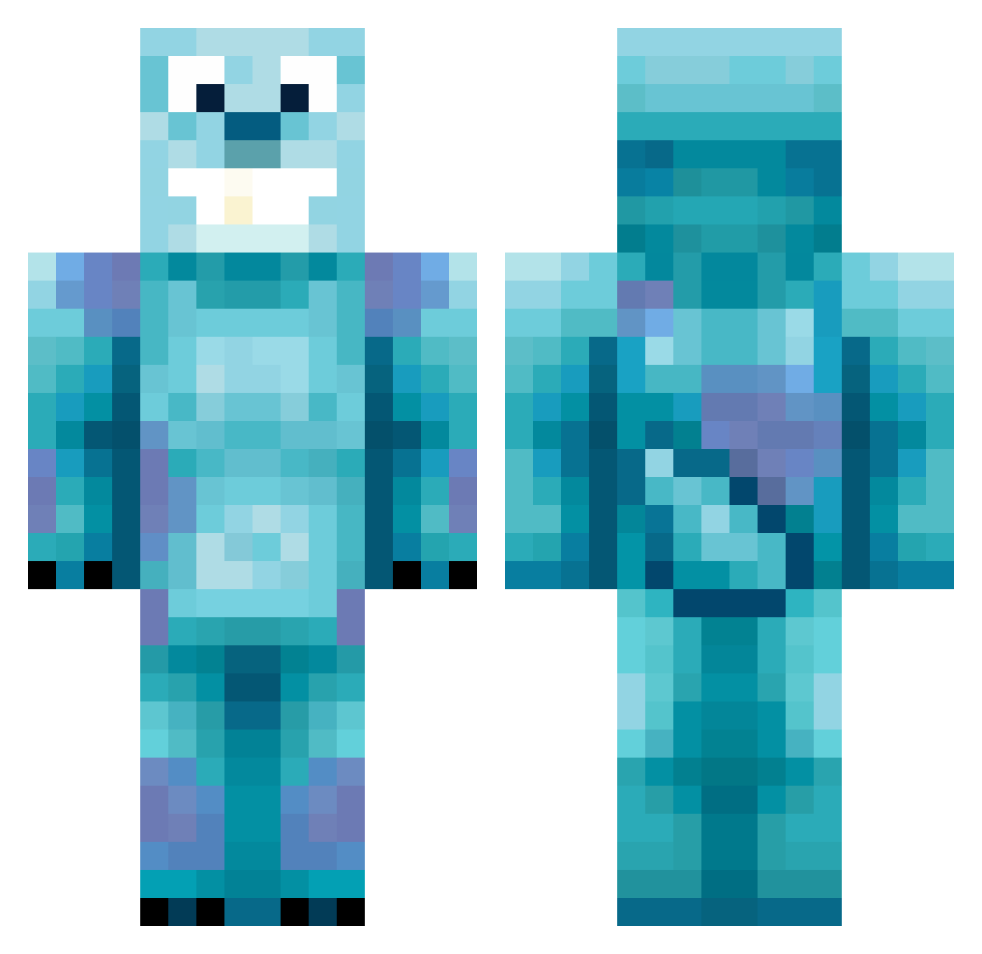Oceannaz Minecraft skin, front and back view