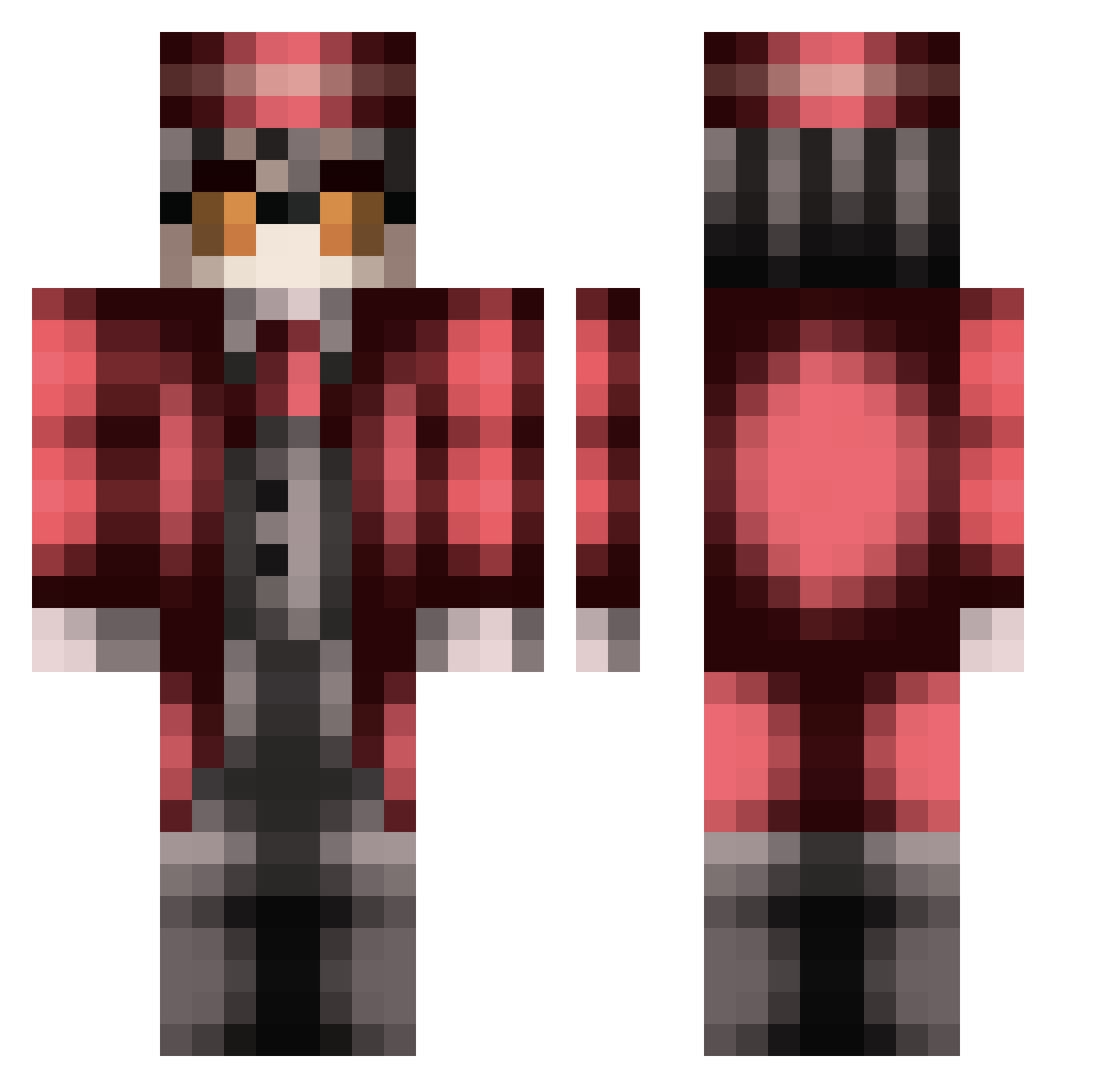 Phant0mile Minecraft skin, front and back view