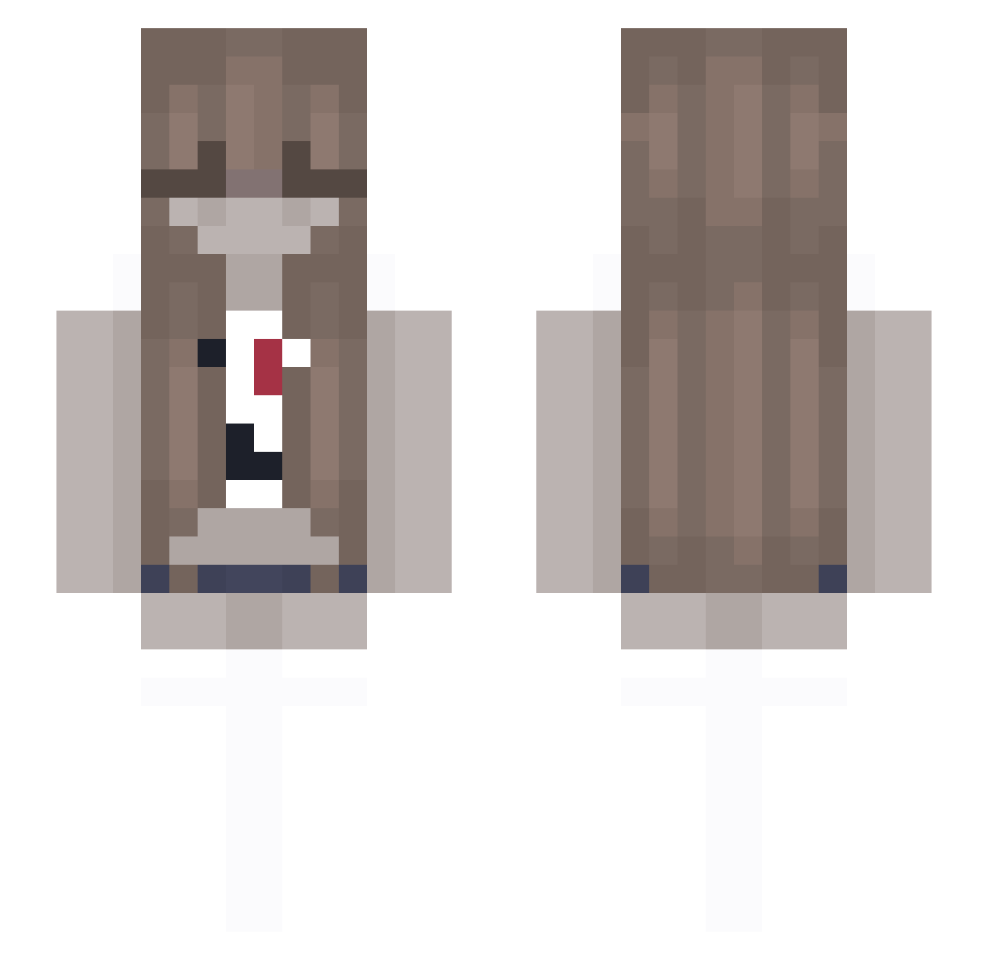 pwettypwease Minecraft skin, front and back view