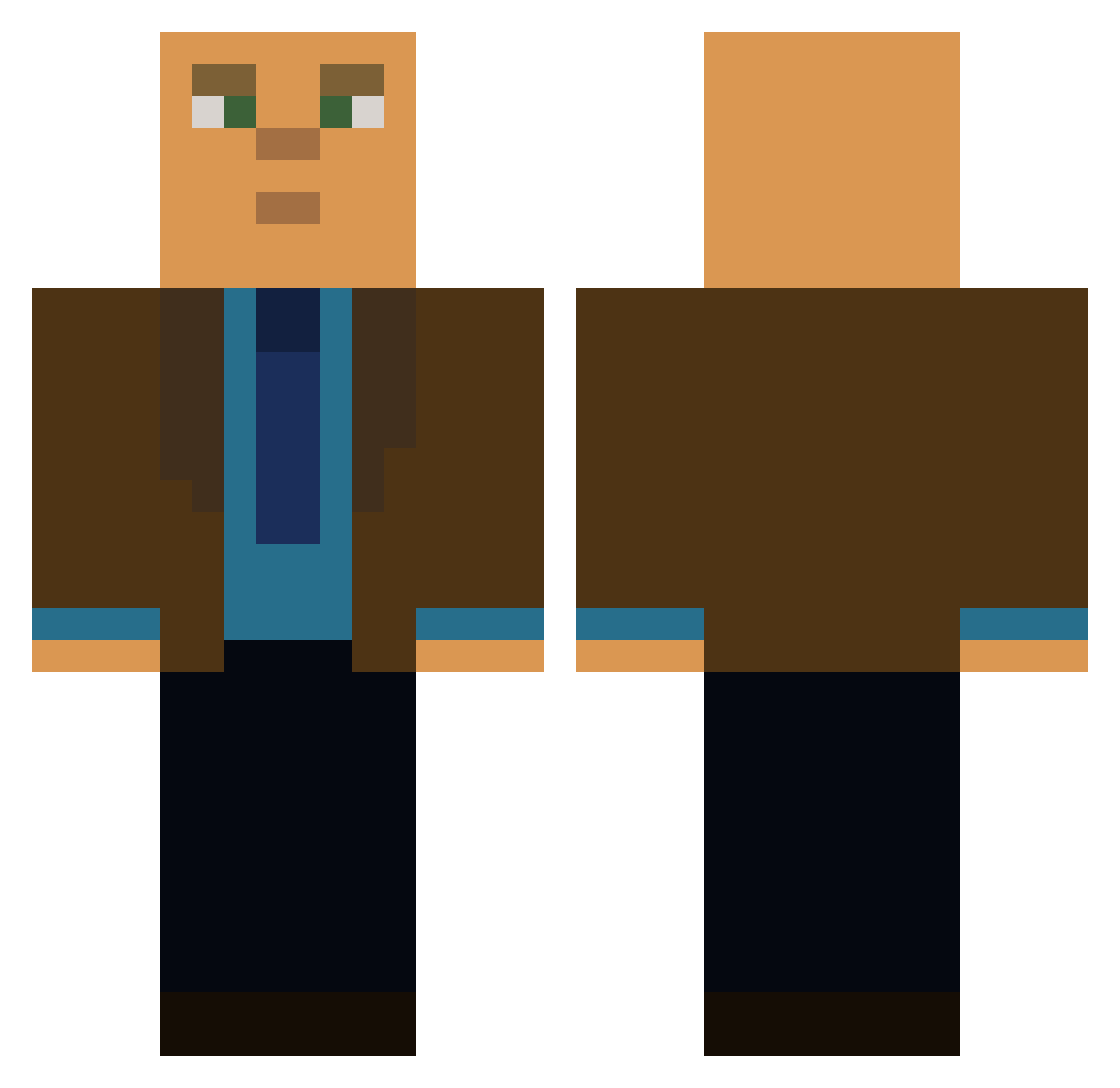 Tom Minecraft skin, front and back view