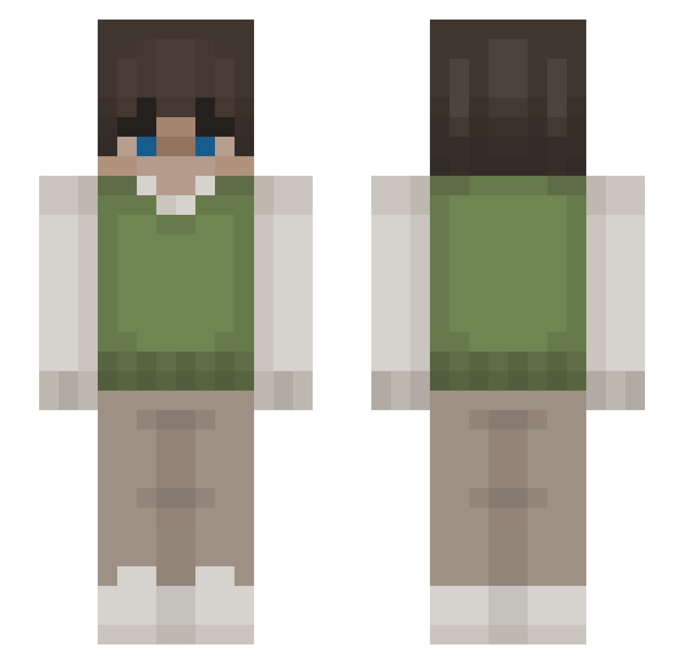 Jauob Minecraft skin, front and back view
