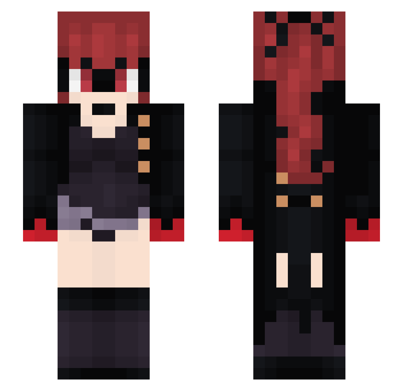 MotasElToasty Minecraft skin, front and back view
