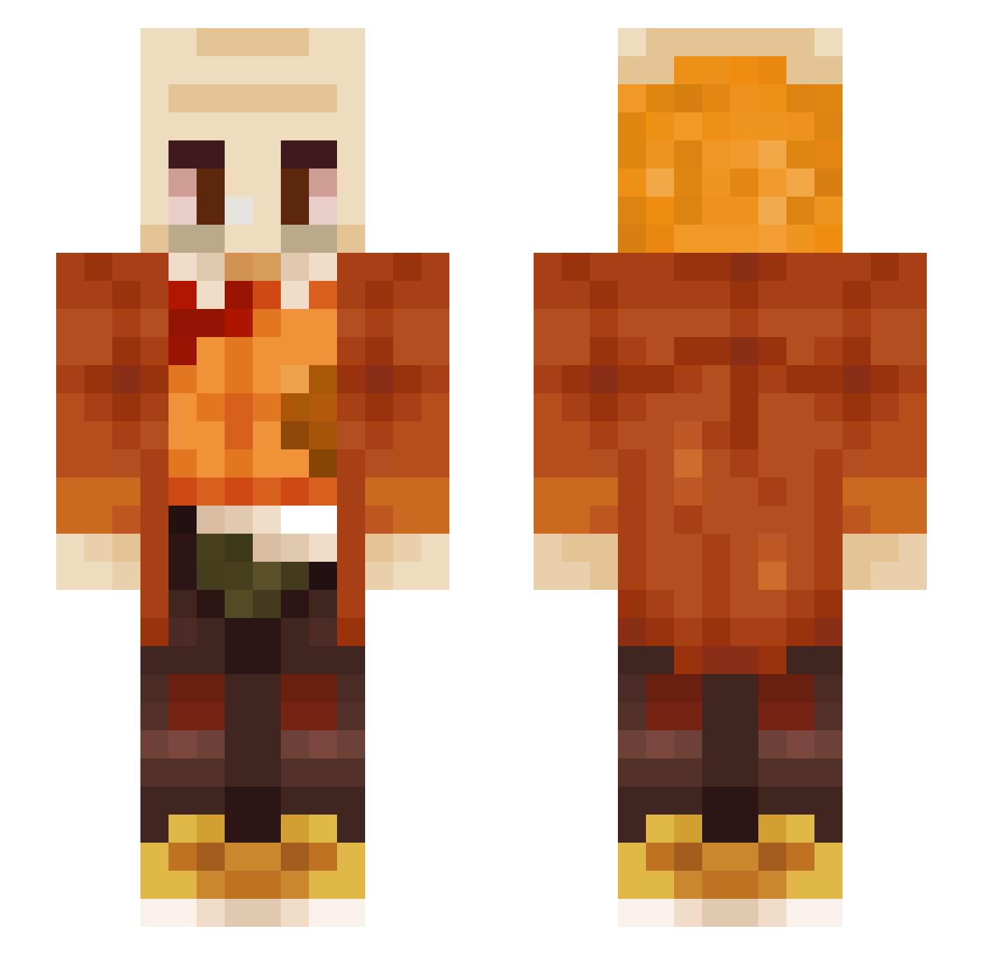 BuckRuffler Minecraft skin, front and back view