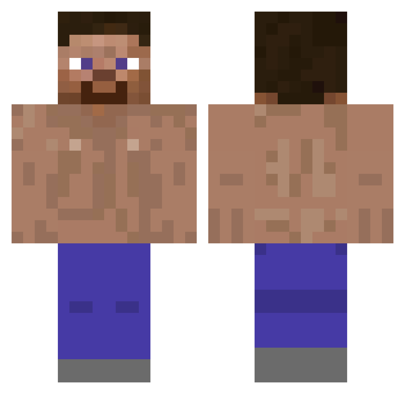 PutterPusin Minecraft skin, front and back view