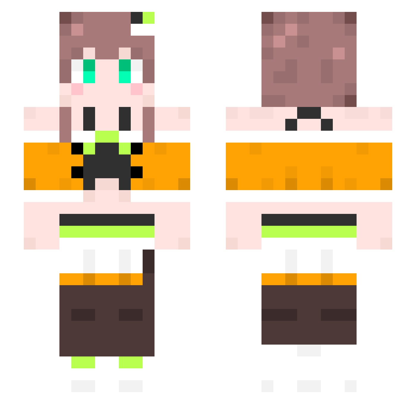 SakuraTeci Minecraft skin, front and back view