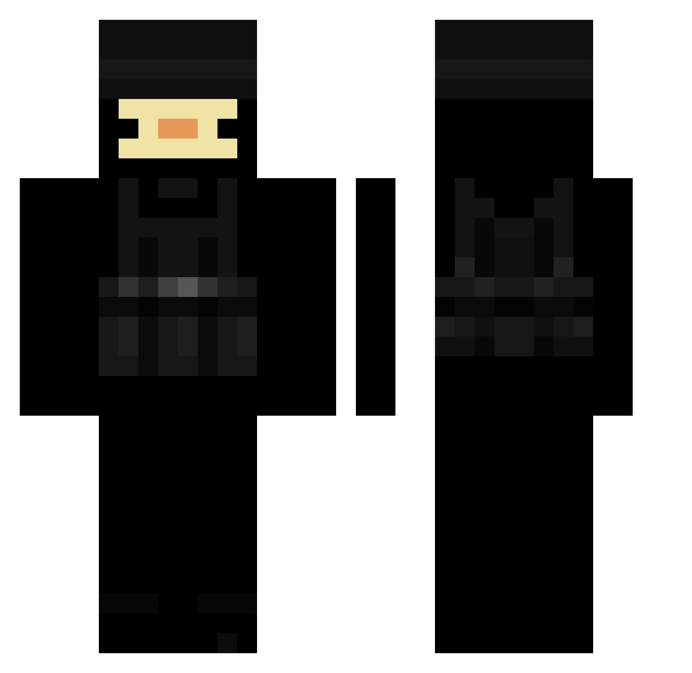Brickmaster007 Minecraft skin, front and back view