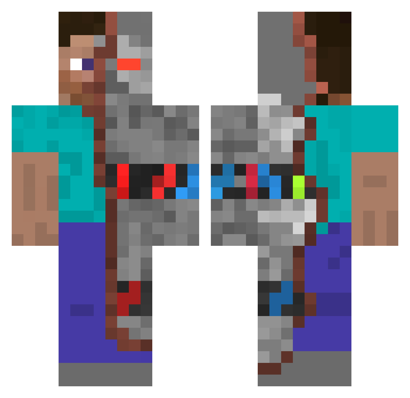SLooPR Minecraft skin, front and back view