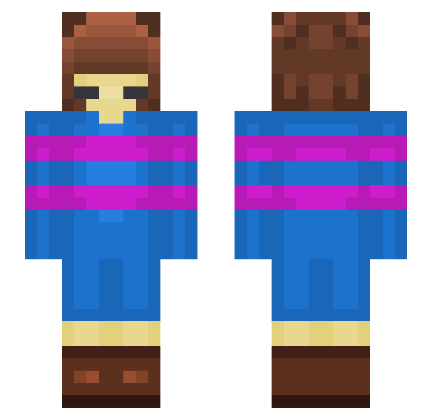 JakeFed Minecraft skin, front and back view