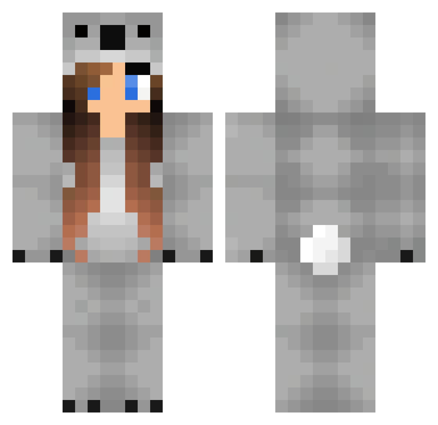 Scale Minecraft skin, front and back view