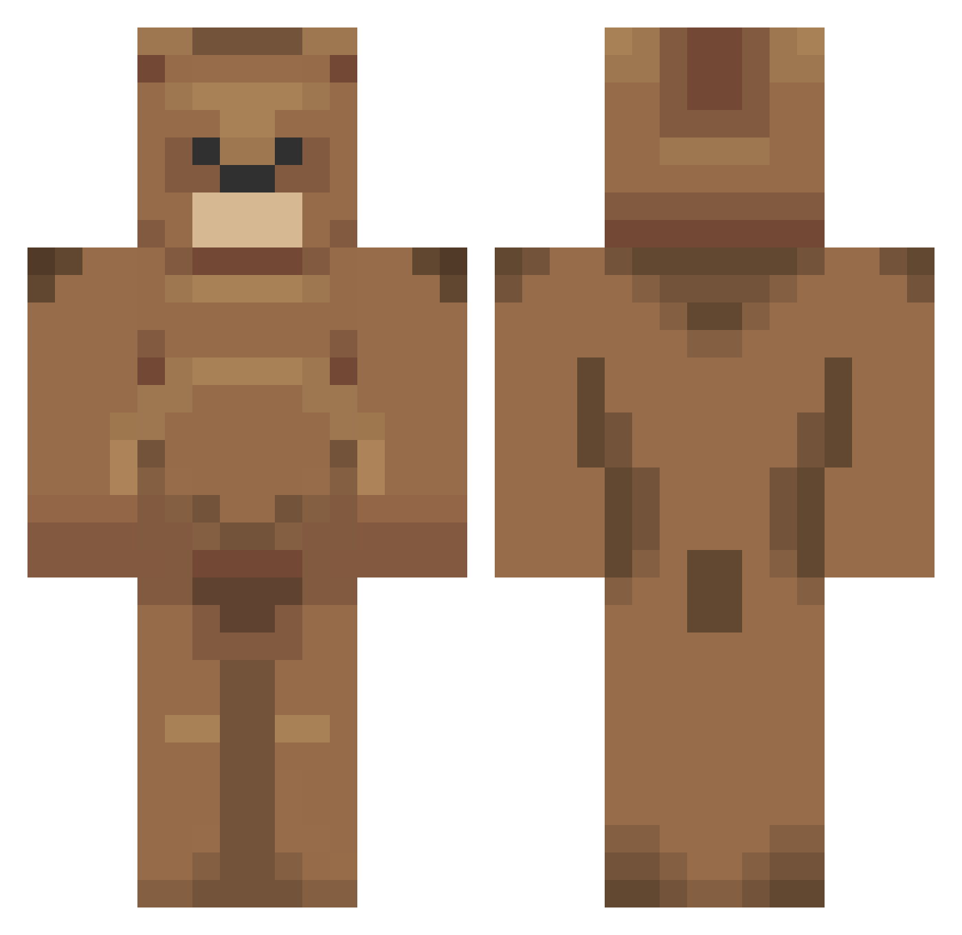 yootube Minecraft skin, front and back view
