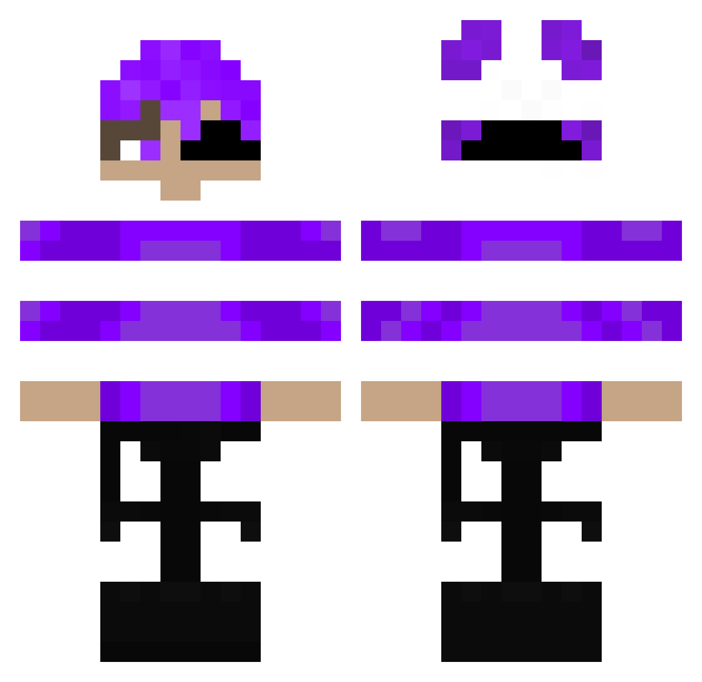 StrainM Minecraft skin, front and back view