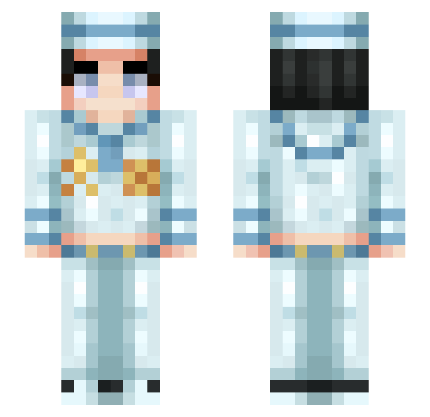 Irndalf Minecraft skin, front and back view