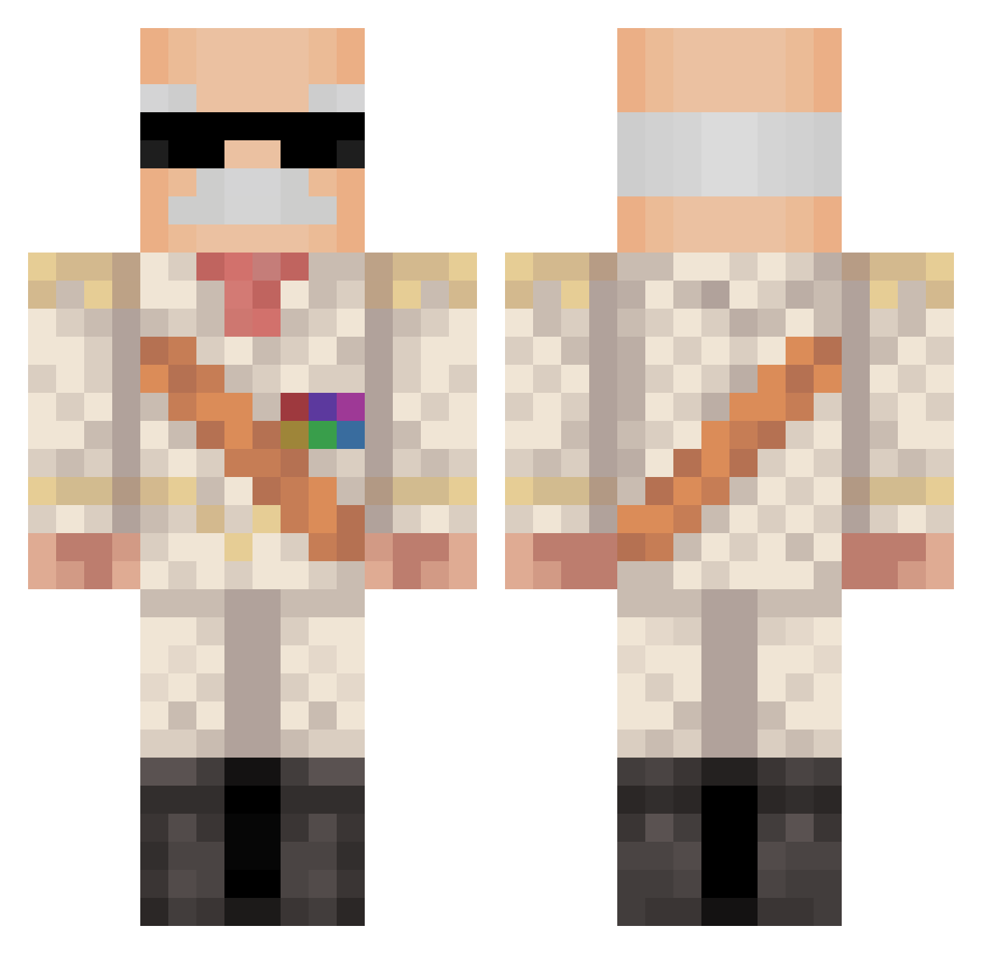 MarvinSK8 Minecraft skin, front and back view