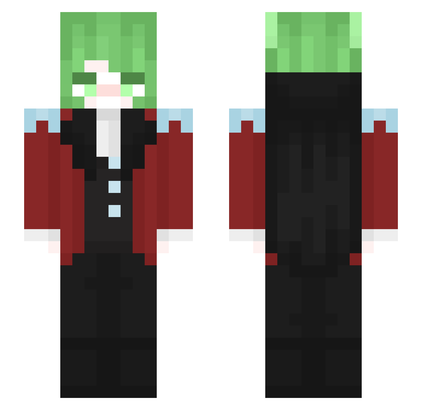 Bxns Minecraft skin, front and back view