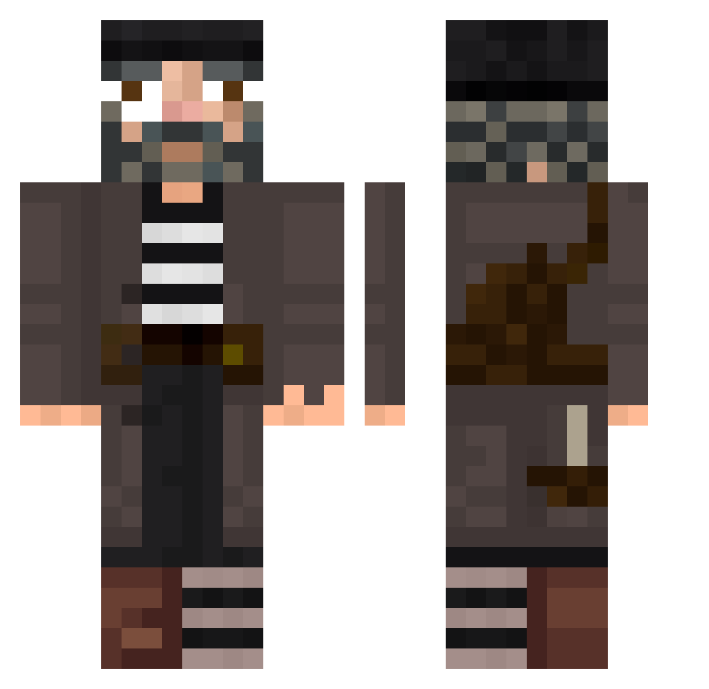 HighJacker Minecraft skin, front and back view