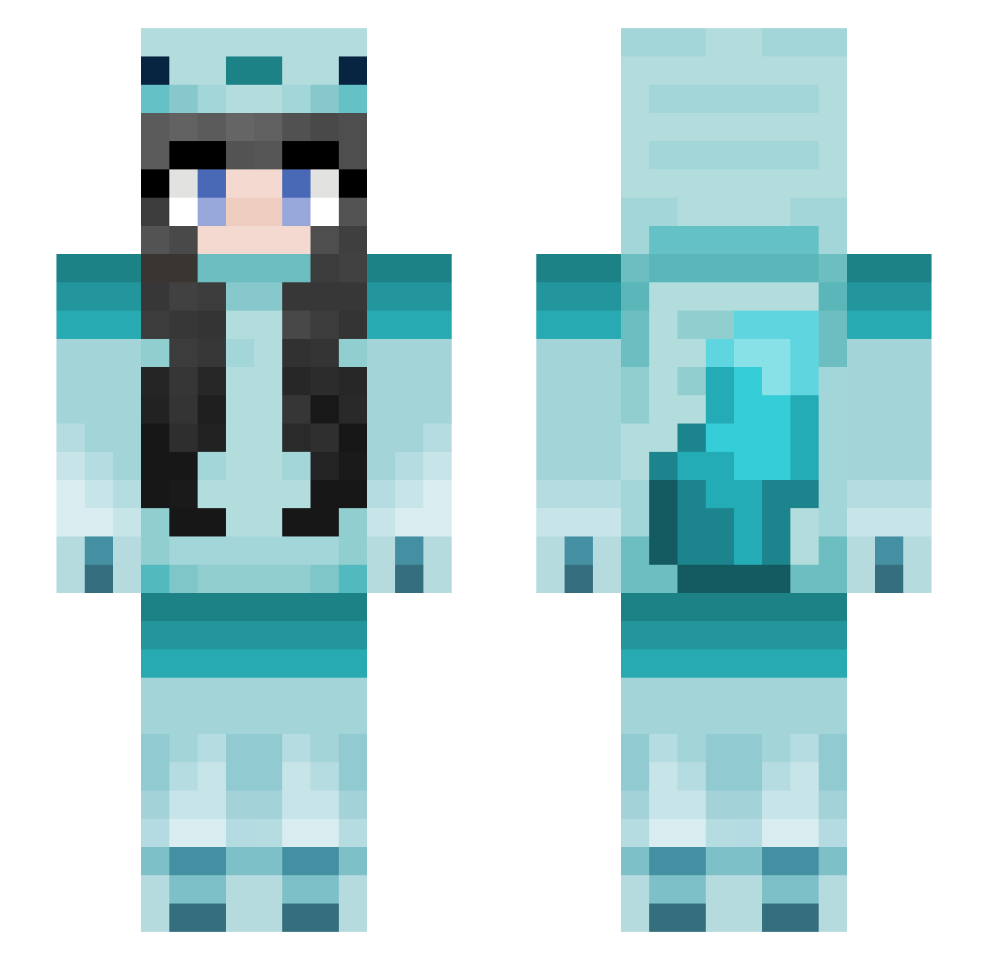 Shinhue Minecraft skin, front and back view