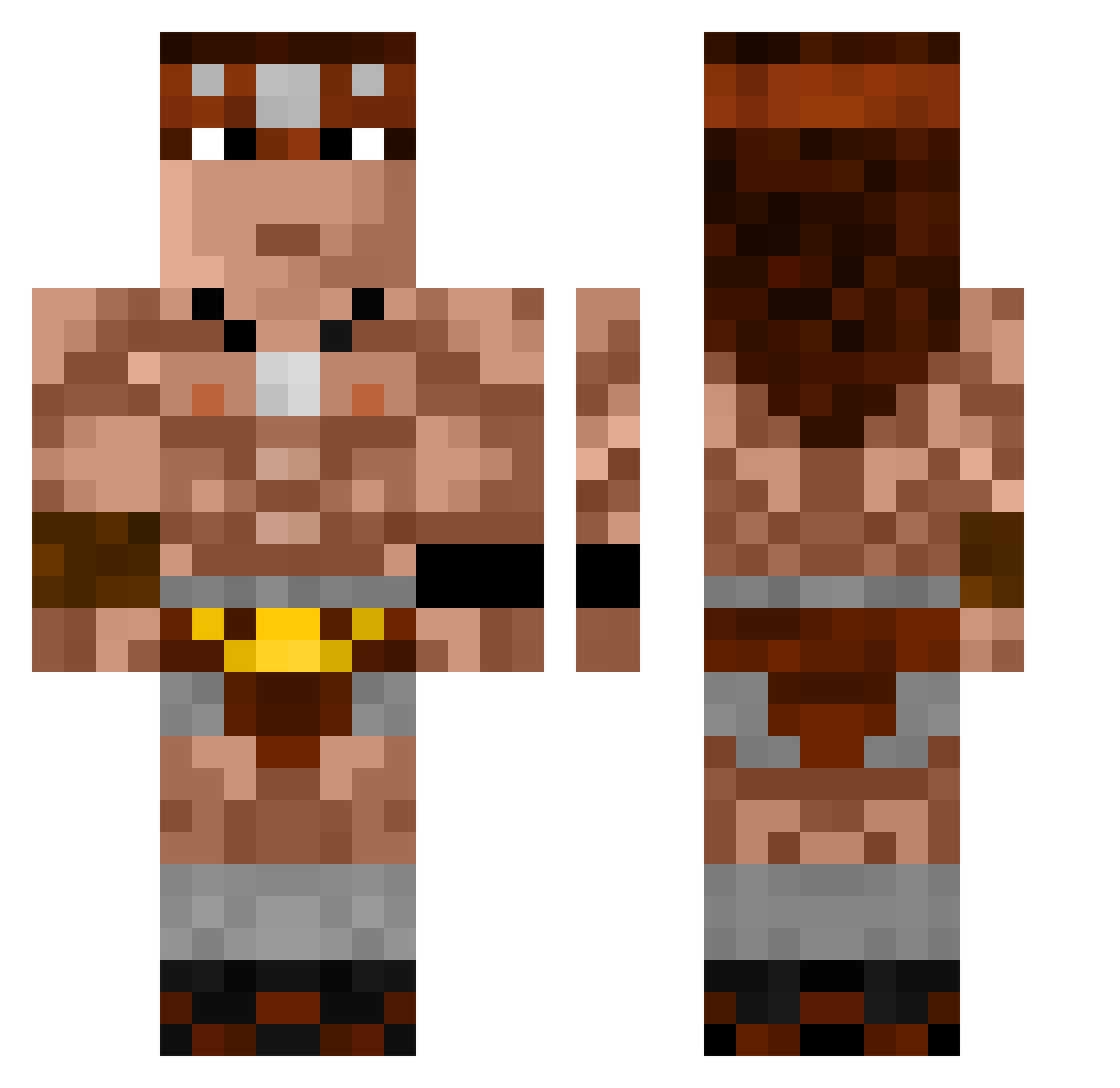Khazuni Minecraft skin, front and back view