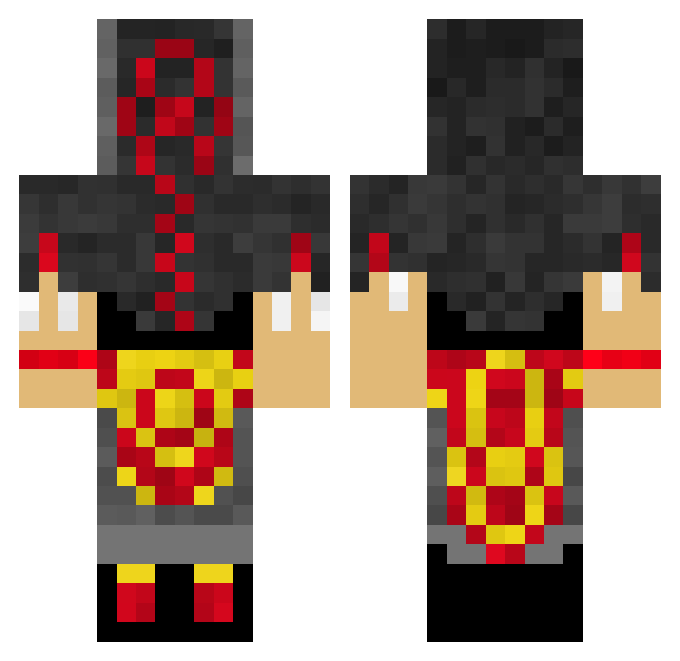 Tcue17 Minecraft skin, front and back view