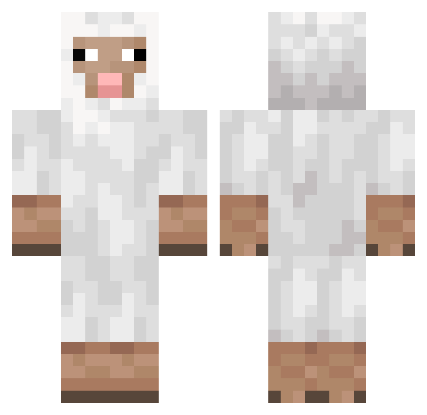 deadsman Minecraft skin, front and back view