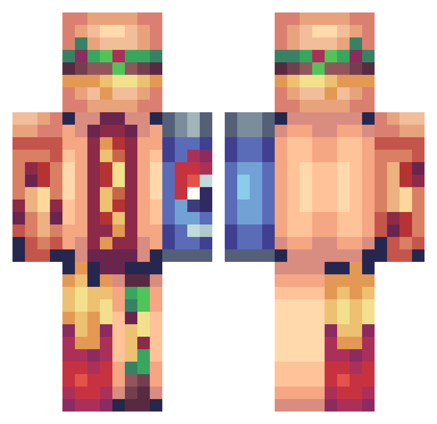 Pmnnn Minecraft skin, front and back view