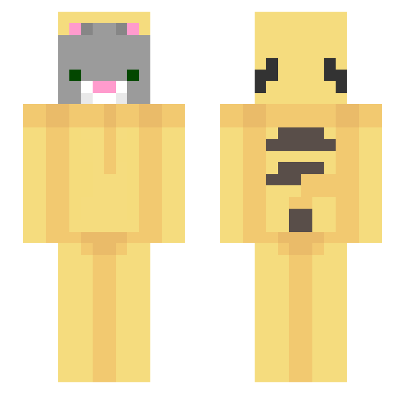 MiroKote Minecraft skin, front and back view
