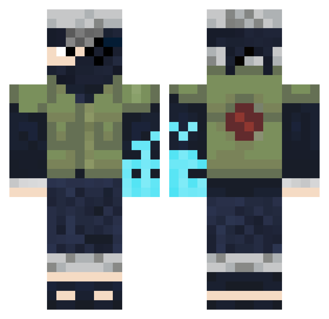 FeatherMint Minecraft skin, front and back view