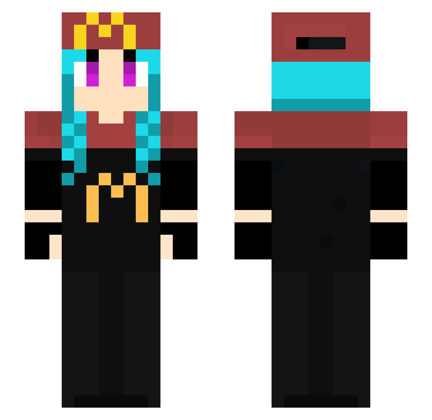 Kat_Hydroblade Minecraft skin, front and back view
