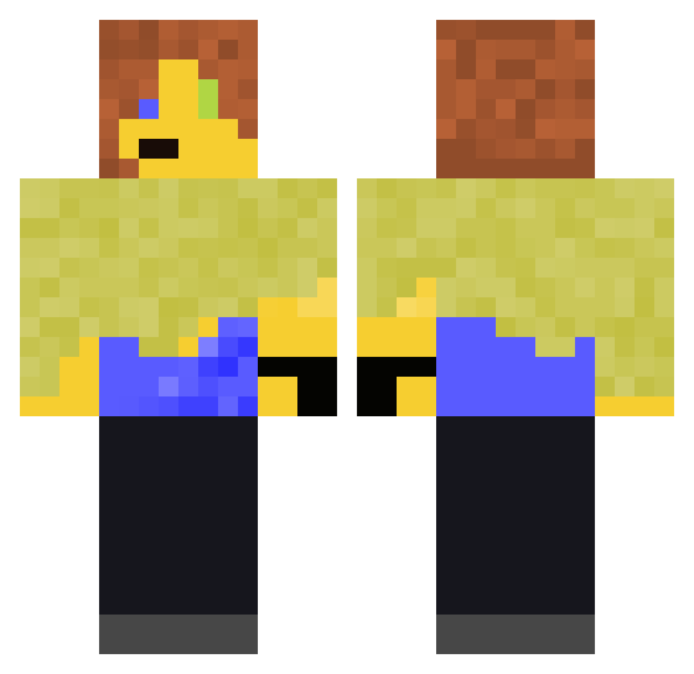 SuperTheSuperior Minecraft skin, front and back view
