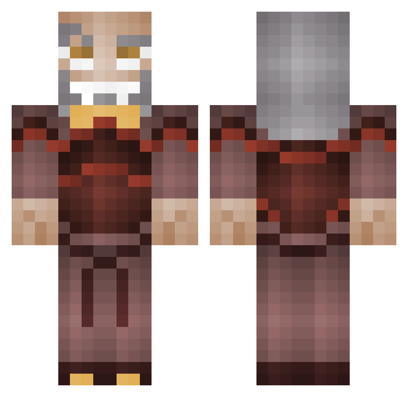 NZORON Minecraft skin, front and back view