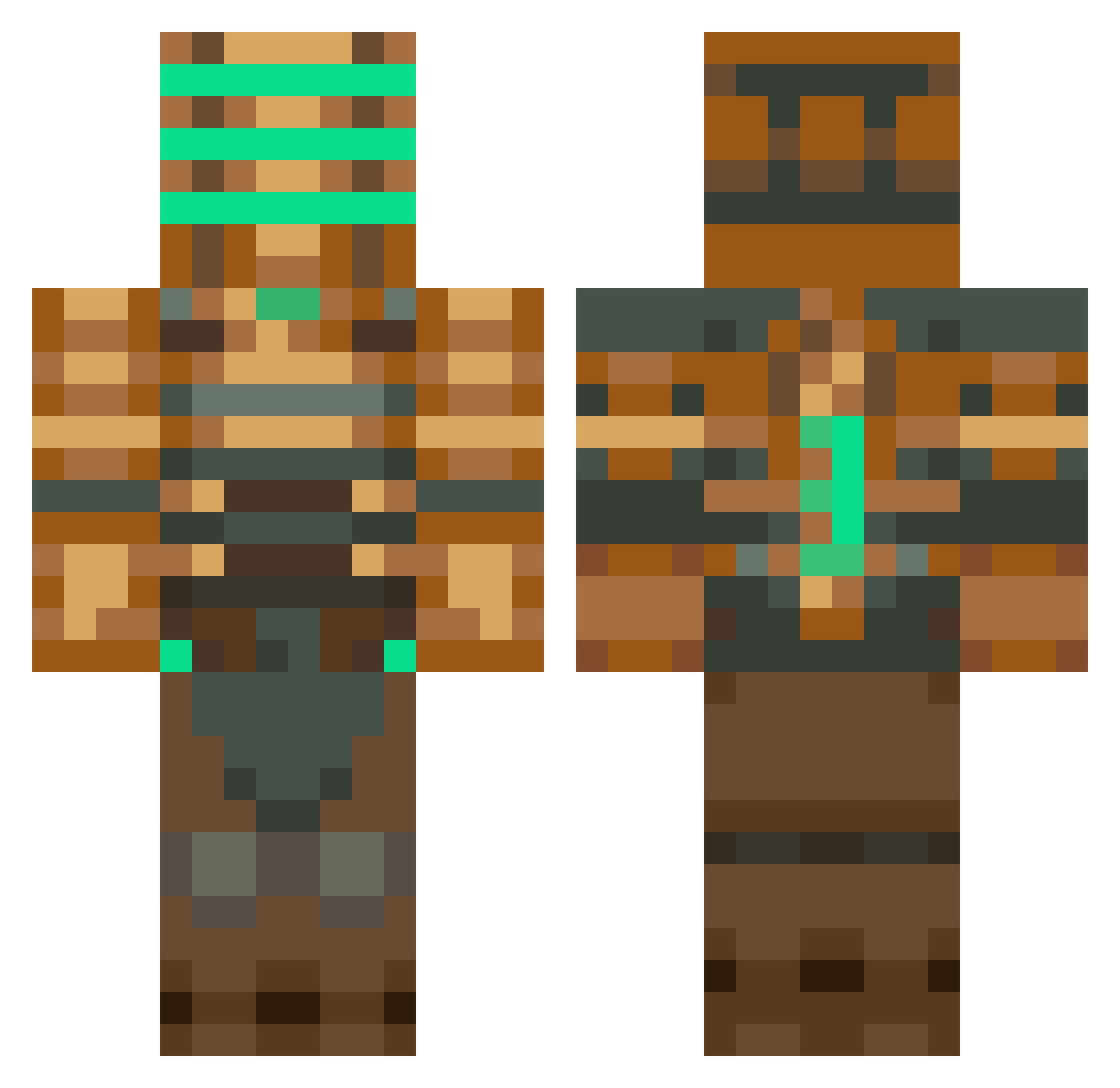 Cuniculus Minecraft skin, front and back view