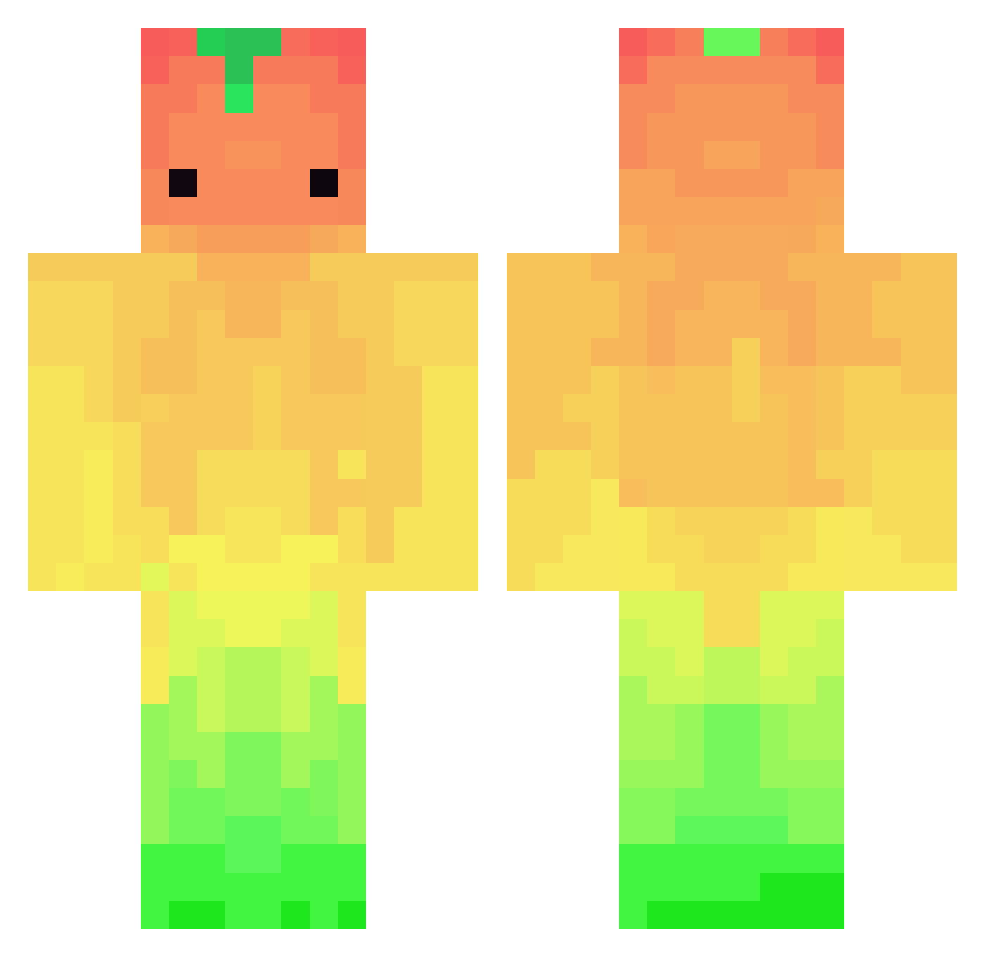 gluish Minecraft skin, front and back view