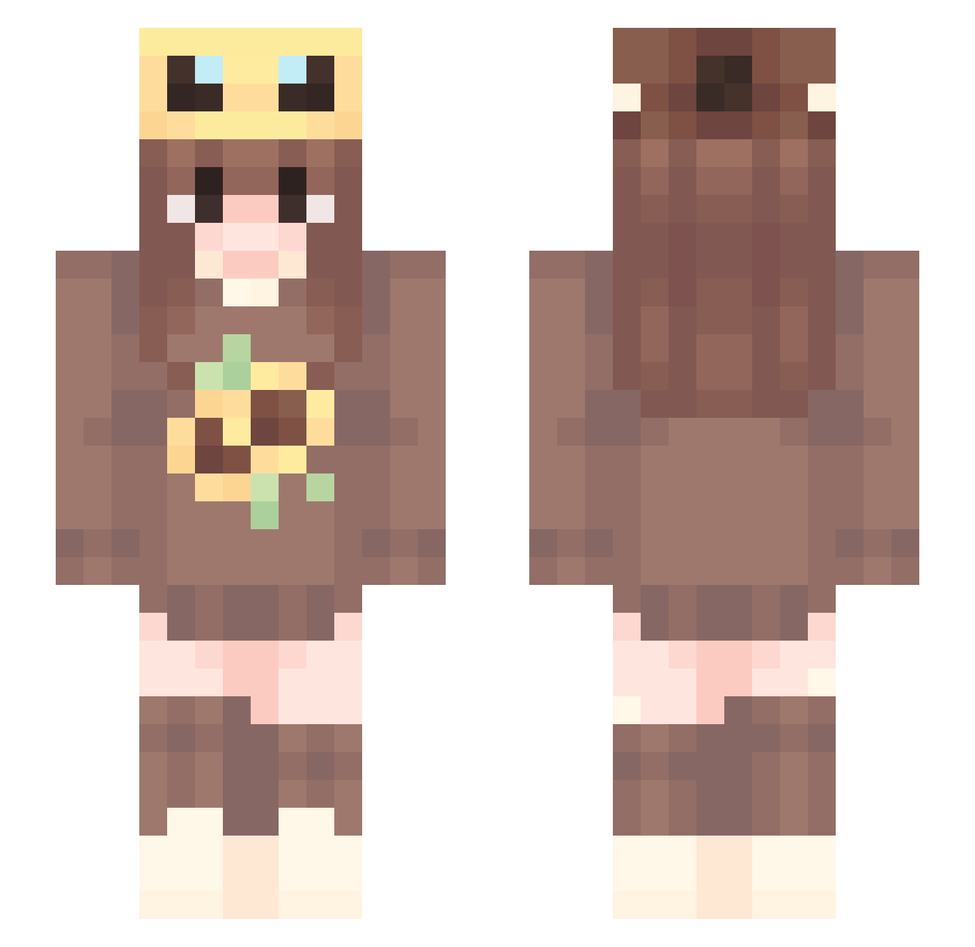 iwishiwasbee Minecraft skin, front and back view
