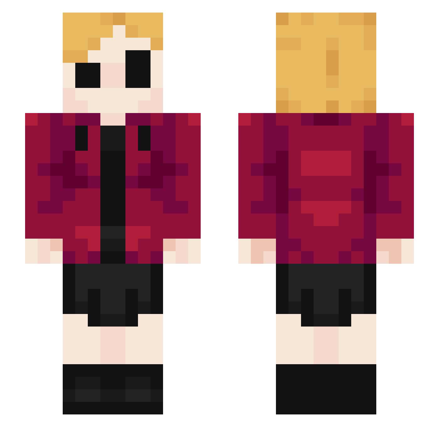 BenDaBoi Minecraft skin, front and back view