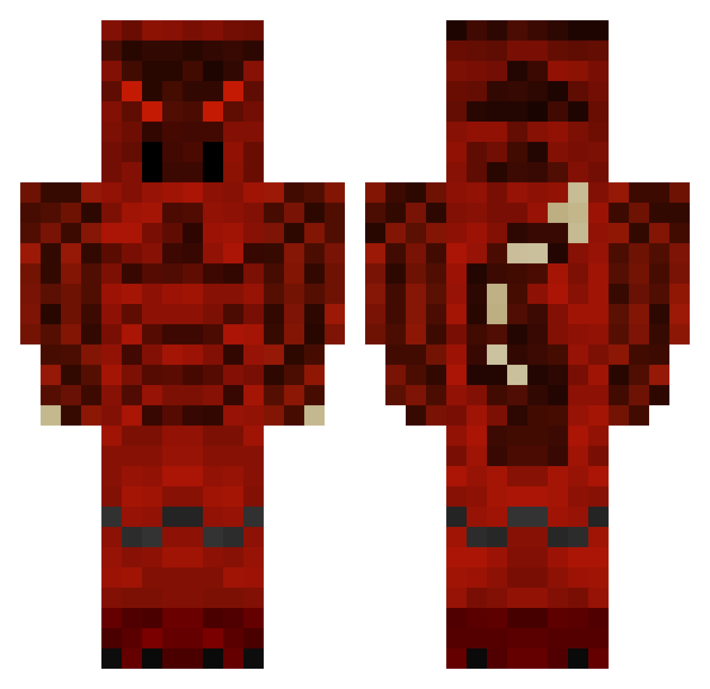 Scratchmeplz Minecraft skin, front and back view
