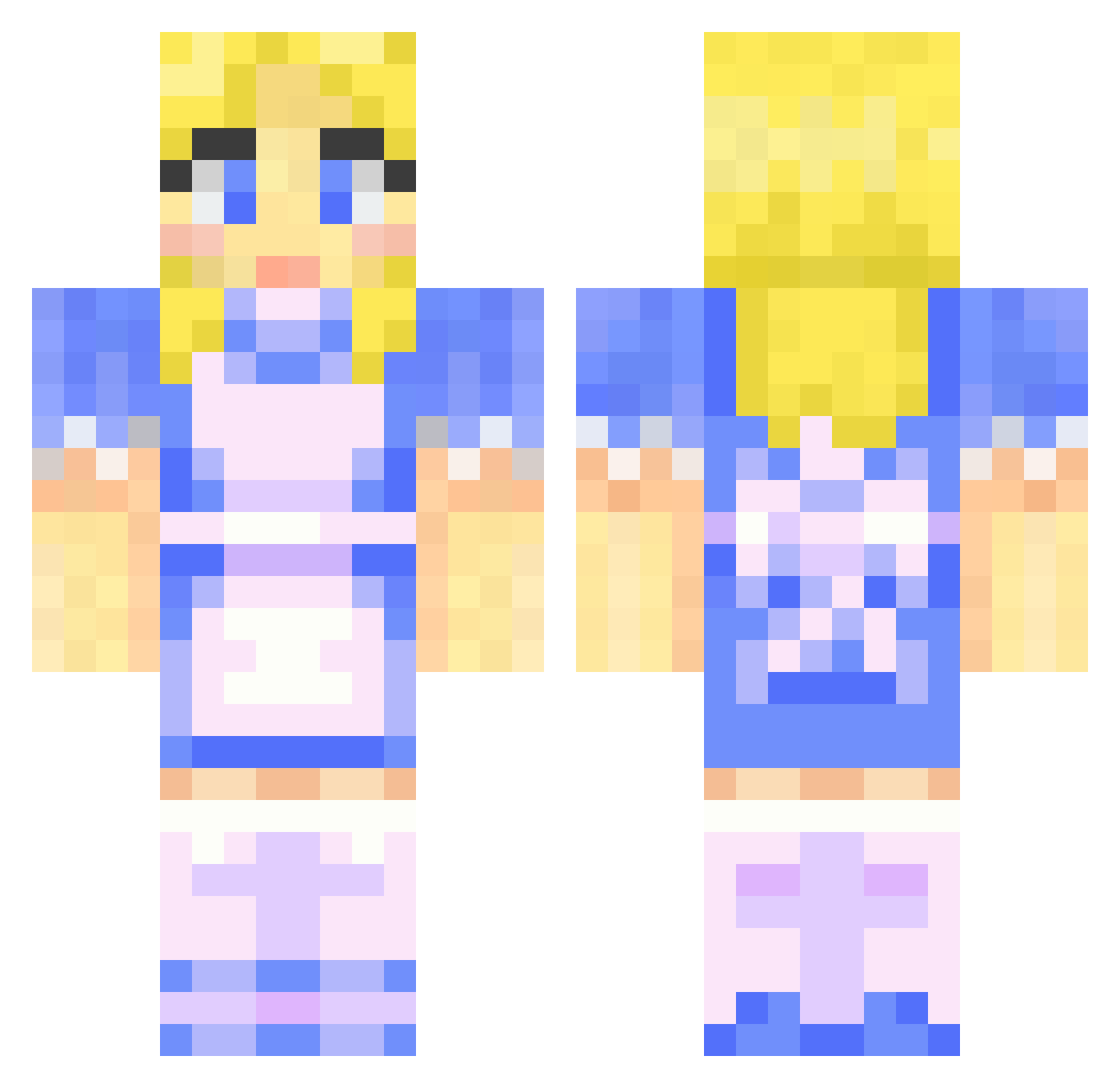 Eustacia Minecraft skin, front and back view