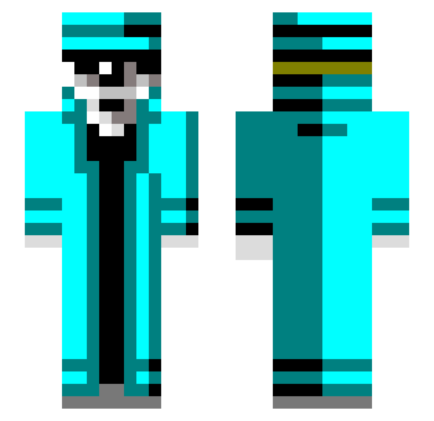 Touchfuzzy Minecraft skin, front and back view