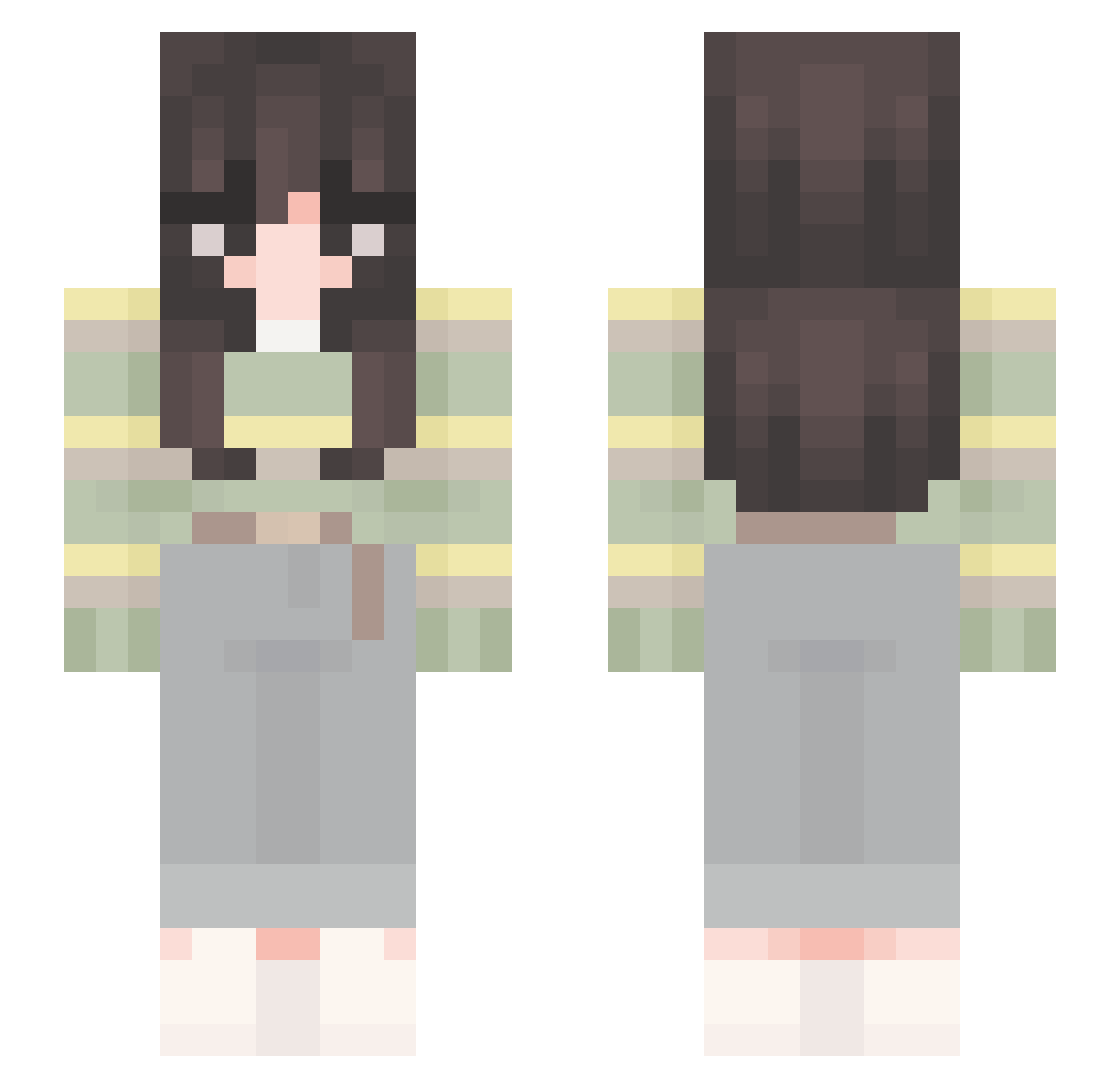 rqchie Minecraft skin, front and back view