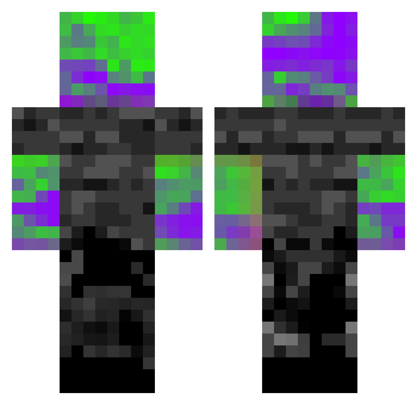 thegreencircus Minecraft skin, front and back view