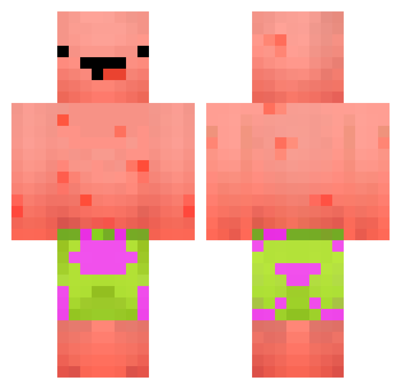 zachyxx Minecraft skin, front and back view