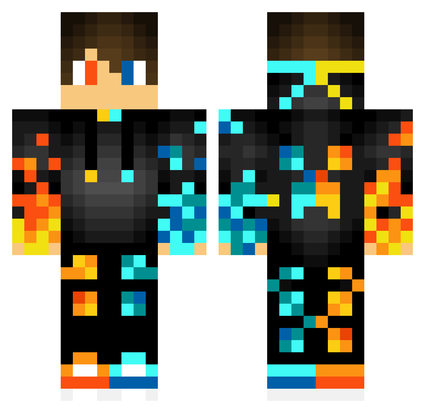 Diffusion Minecraft skin, front and back view