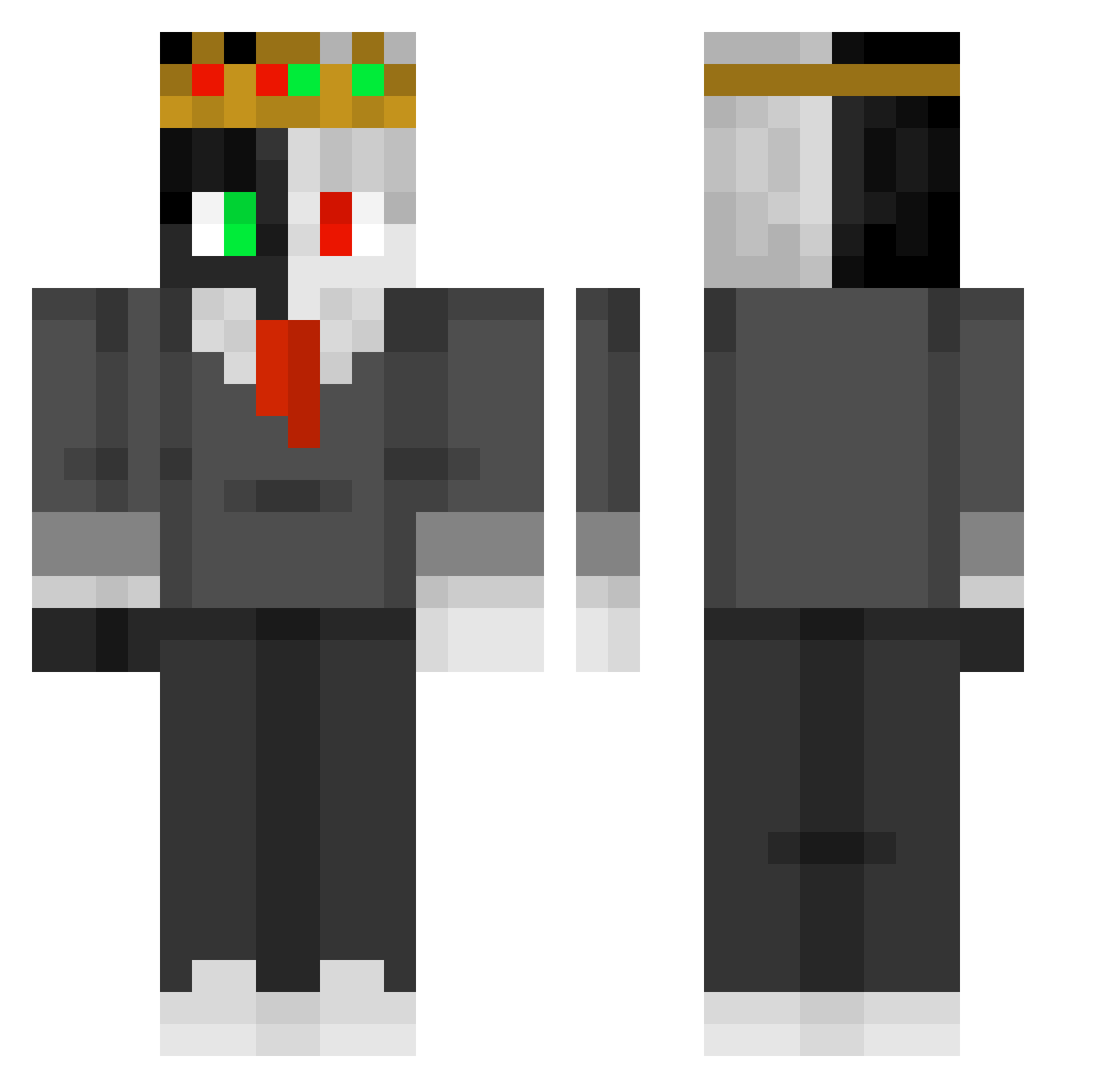 Pakku Minecraft skin, front and back view