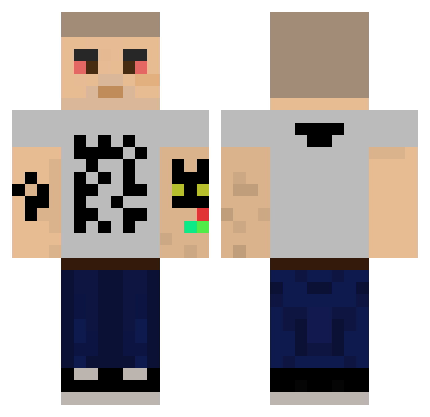 BrandonTGC Minecraft skin, front and back view