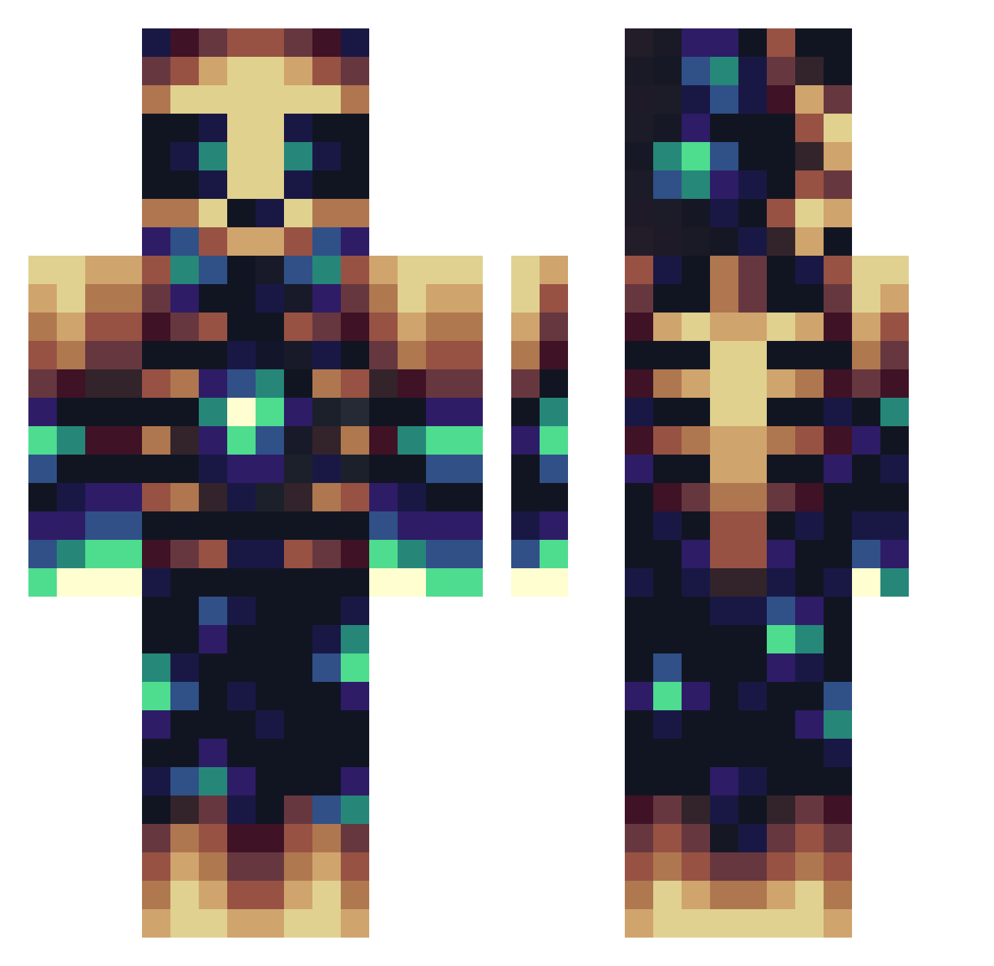 MrBodzioo Minecraft skin, front and back view