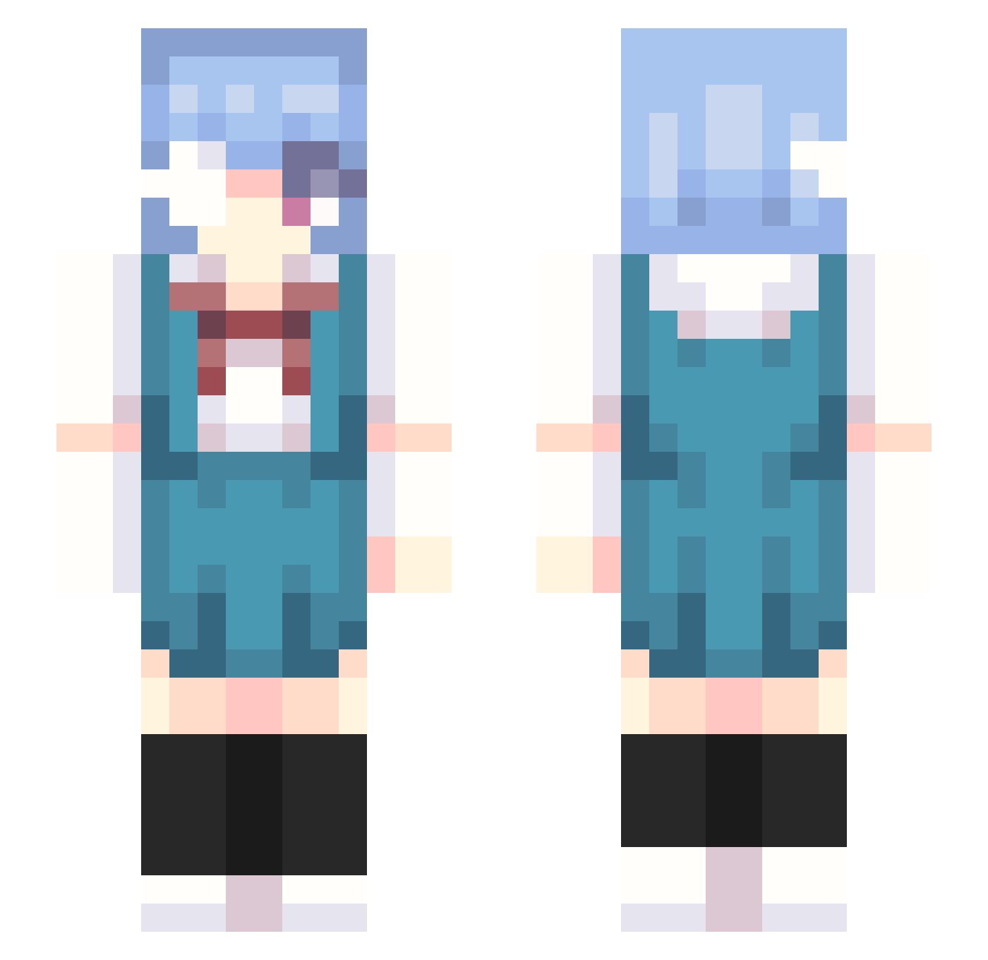 Eva Minecraft skin, front and back view
