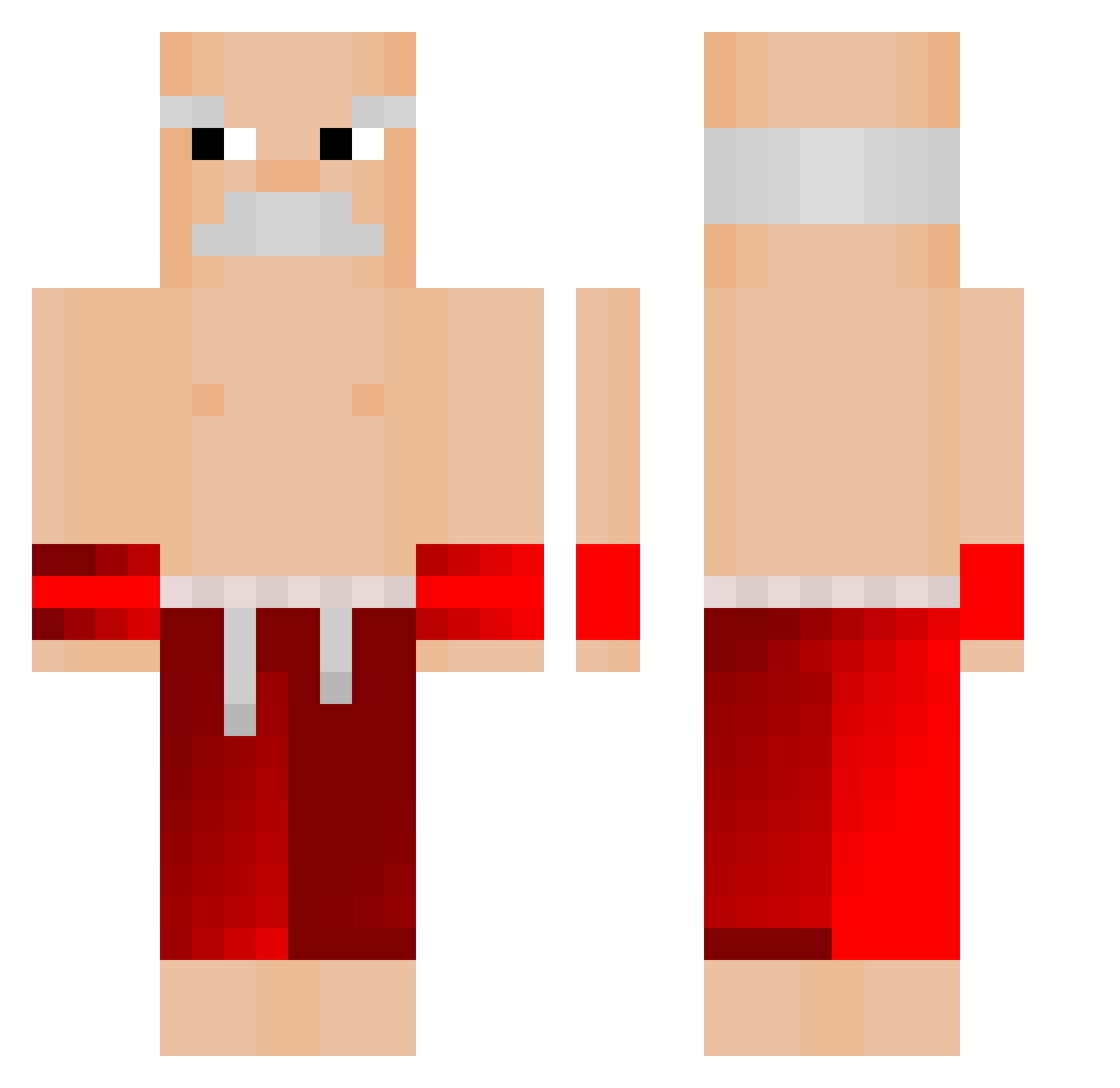 Gubbz Minecraft skin, front and back view