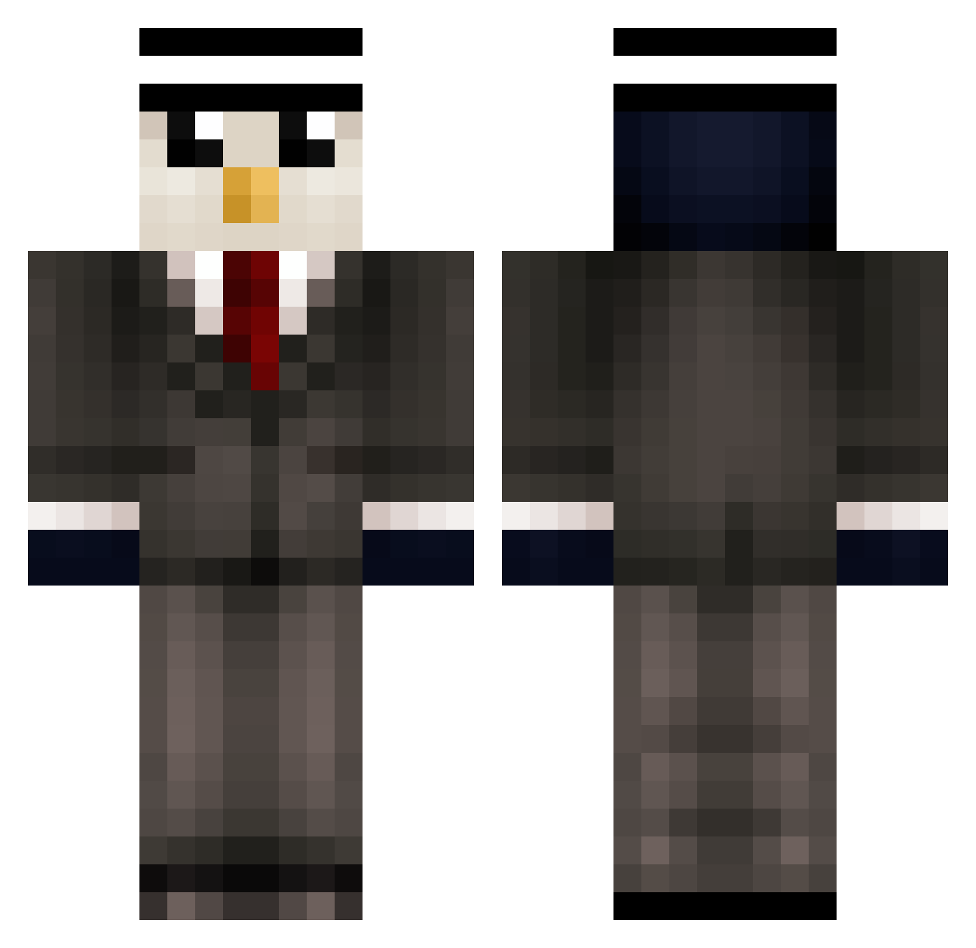 ImBucko Minecraft skin, front and back view